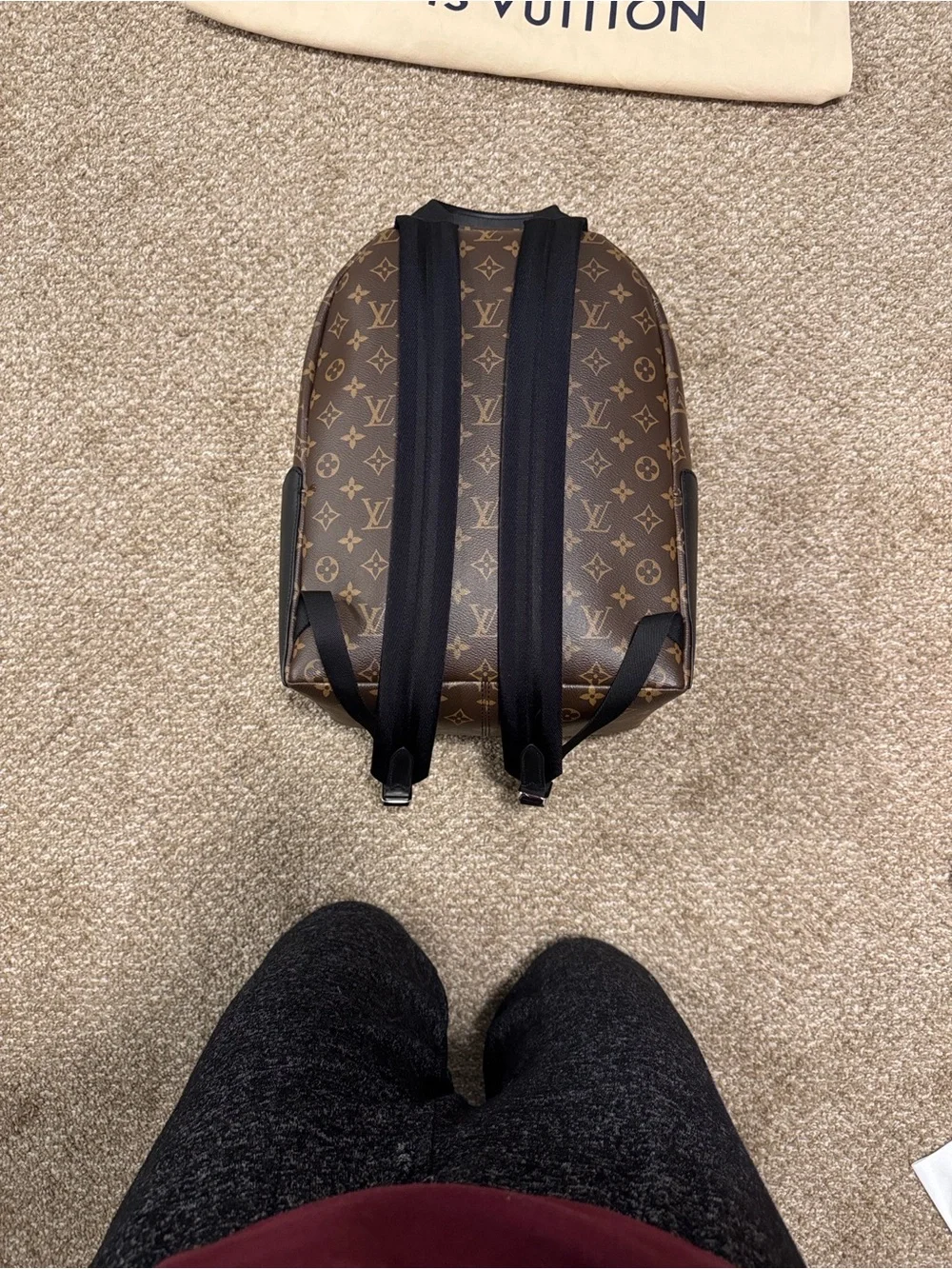 Louis Vuitton Brown Monogram Canvas Backpack with Black Trim